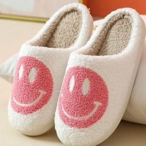 New pink slippers happy face